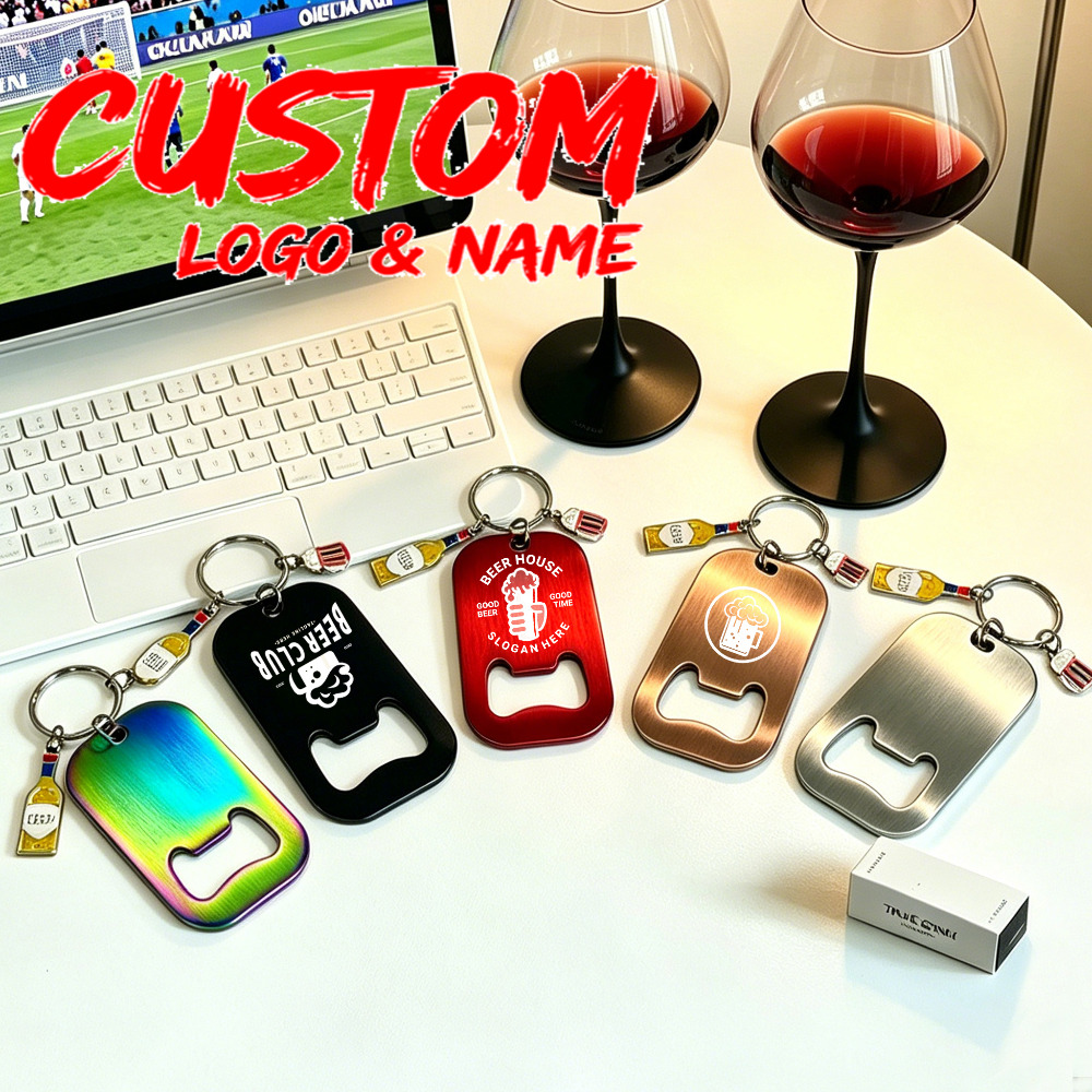 Bottle Opener Keyring - パーソナライズされたステンレス鋼ボトルオープナーキーホルダーカスタムビールキャップポータブルキーリングバー結婚式パーティー記念品お父さんへのDIYギフト