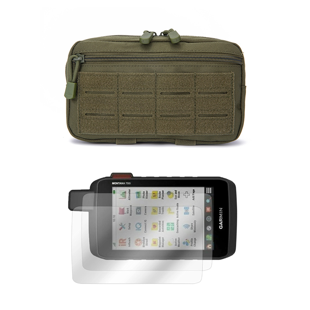 Edc Carry Pouch - スポーツタクティカルウエストバッグポーチMOLLE EDCケース+スクリーンプロテクターフィルム（ガーミンモンタナ750、750i、700、700i、760、760i、710、710i用）