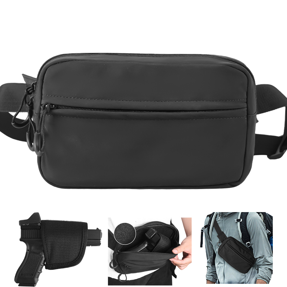 Edc Pistol Carry Bag - タクティカルクロスボディバッグ ピストルウエストパック 隠し銃キャリーホルスター EDCファニーパック ジッパーベルト付き スポーツ旅行仕事用