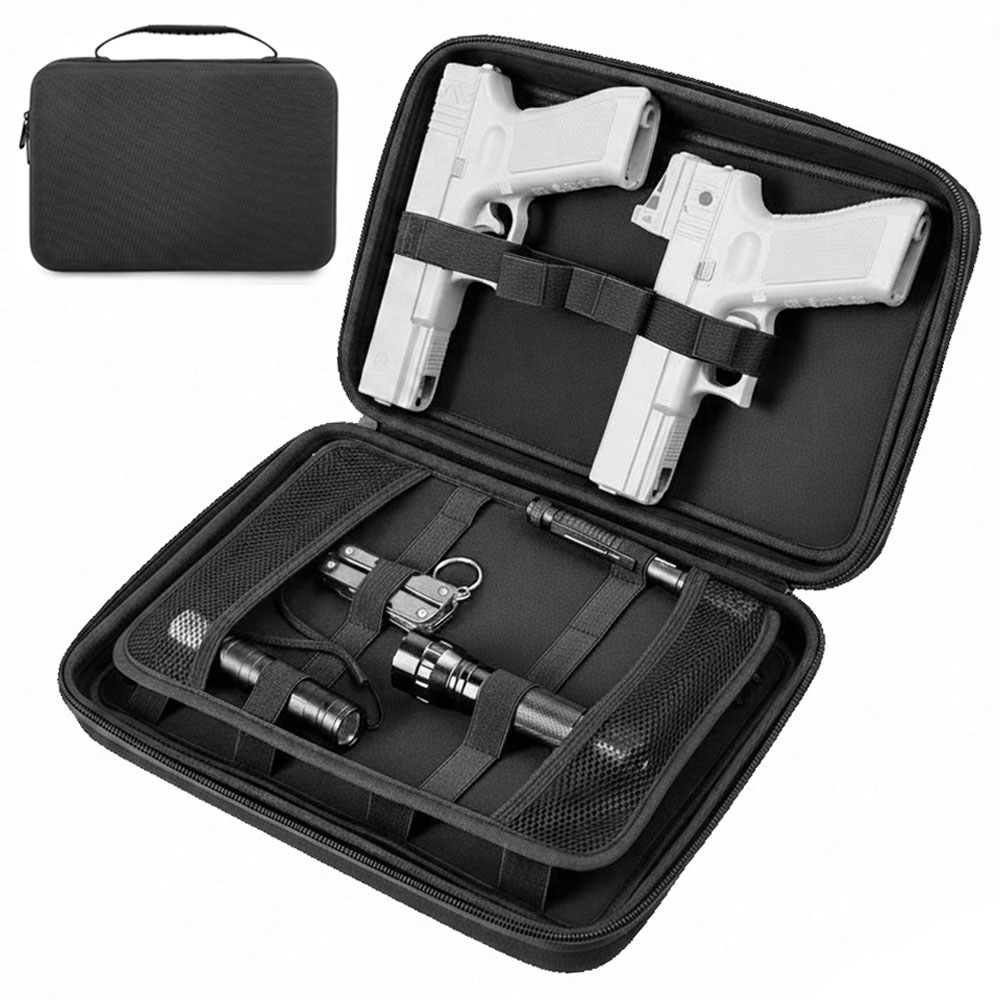 Edc Pistol Carry Bag - 戦術的なピストルガンケースデュアルガン収納バッグ隠しキャリーピストル保護ケースガンホルスターバッグEDCツール懐中電灯ポーチ
