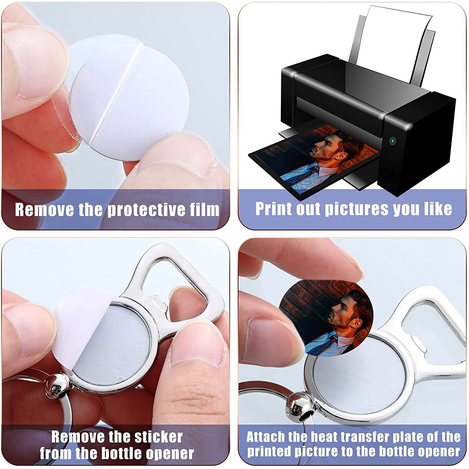 AED7-10個入り昇華ブランクキーホルダー 昇華メタルボト - Bottle Opener Keyring のレビューと価格