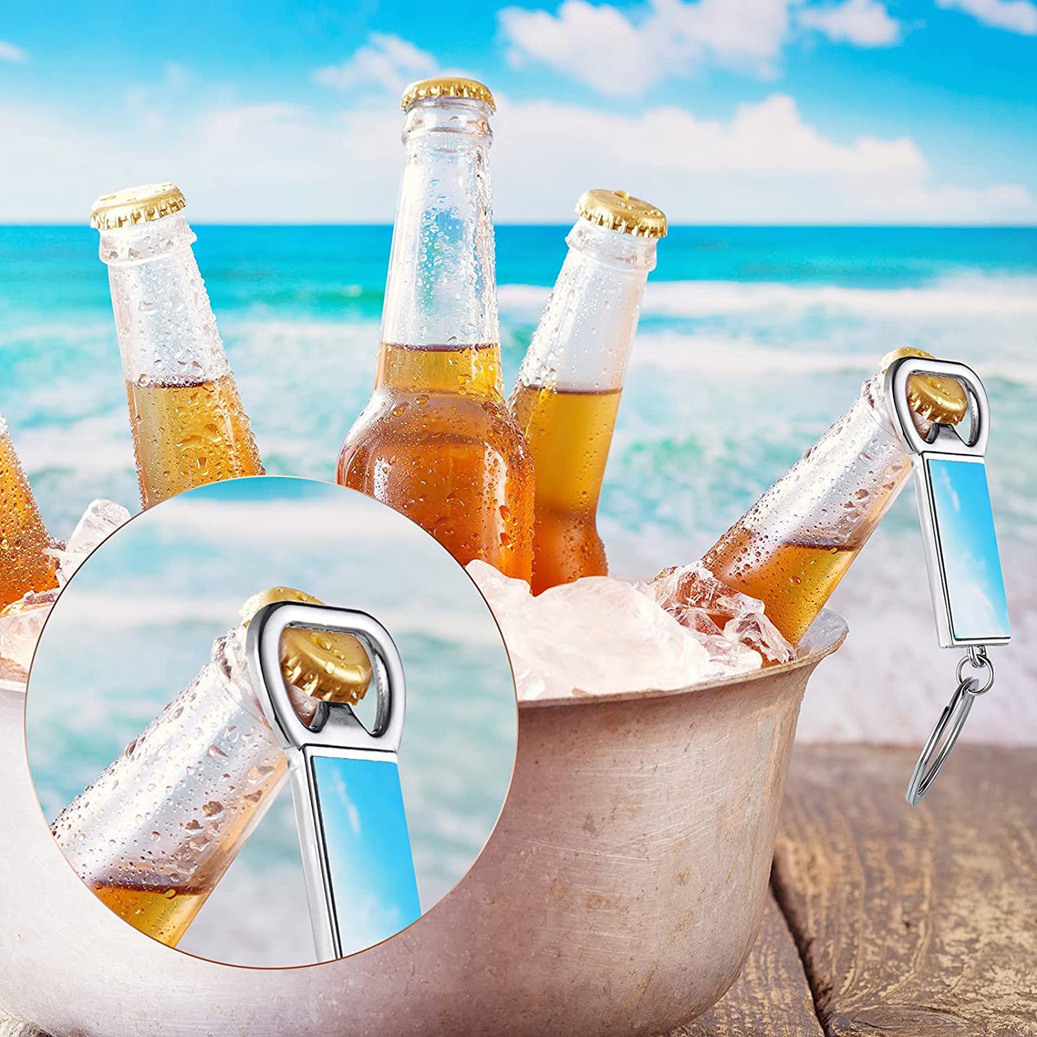 AED7-10個入り昇華ブランクキーホルダー 昇華メタルボト - Bottle Opener Keyring のレビューと価格