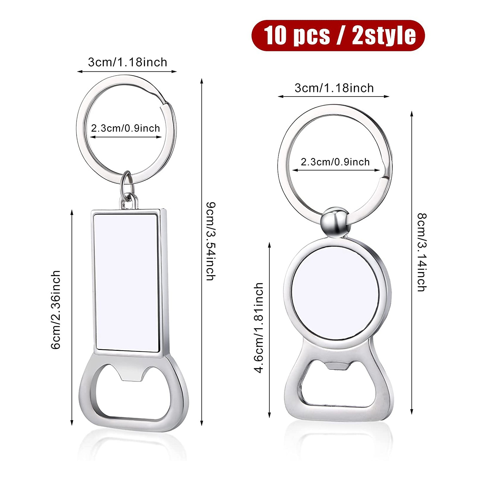 AED7-10個入り昇華ブランクキーホルダー 昇華メタルボト - Bottle Opener Keyring のレビューと価格