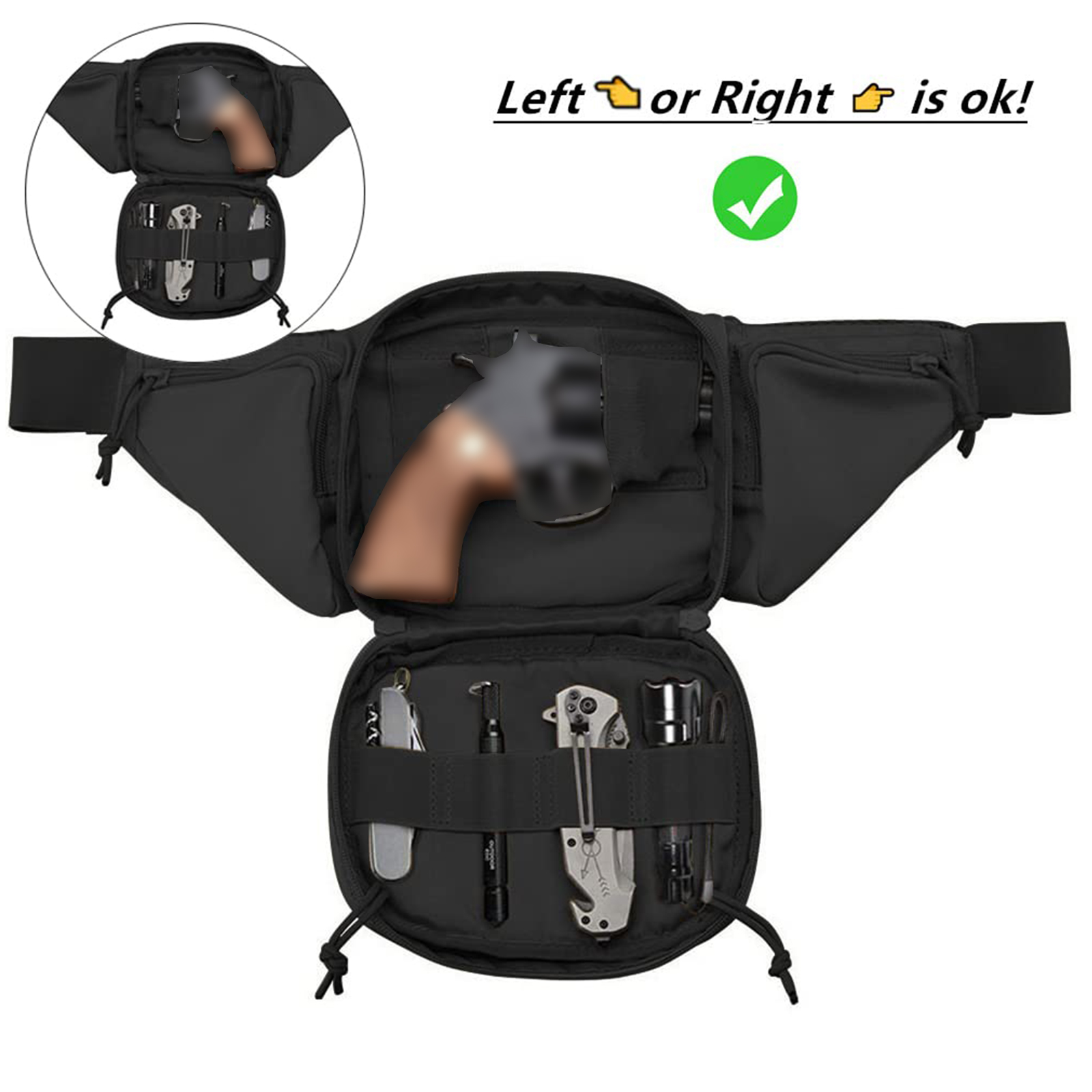 戦術的なファニーパックガンホルスター隠しキャリーピストルウエ - Edc Pistol Carry Bag のレビューと価格