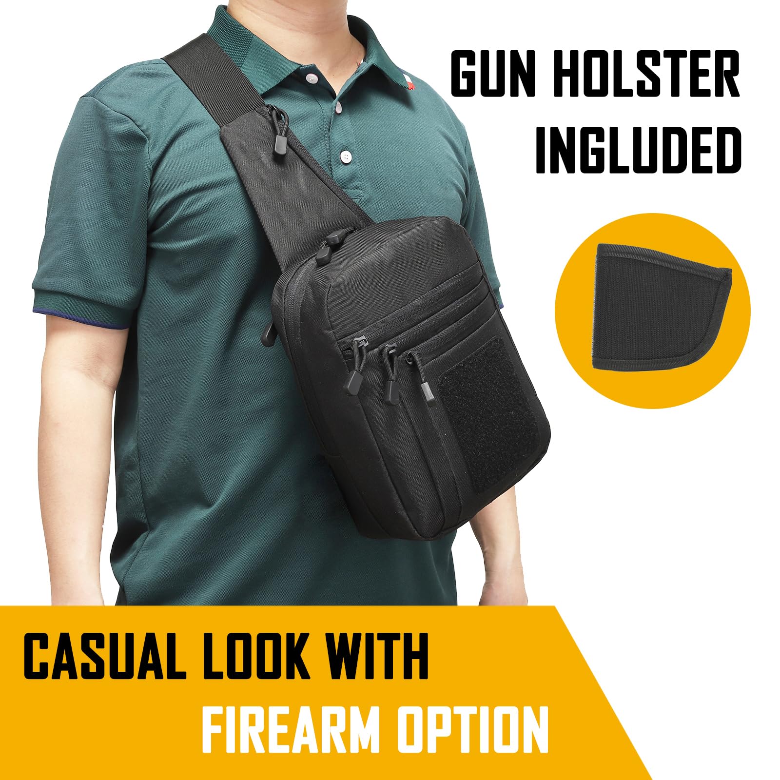 メンズ用隠し携帯用クロスボディバッグ、CCWスリングバッグE - Edc Carry Pouch のレビューと価格